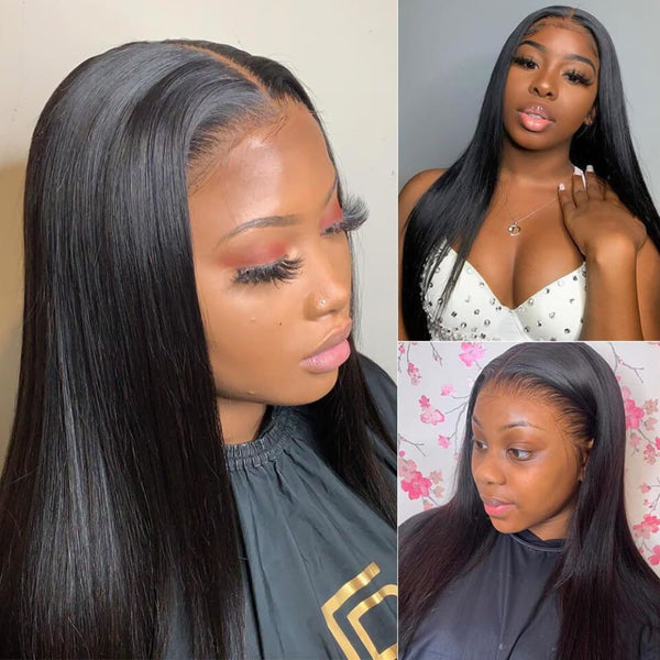 Invisible Knot Most Undectable Human Hair Silk Straight Lace Wig