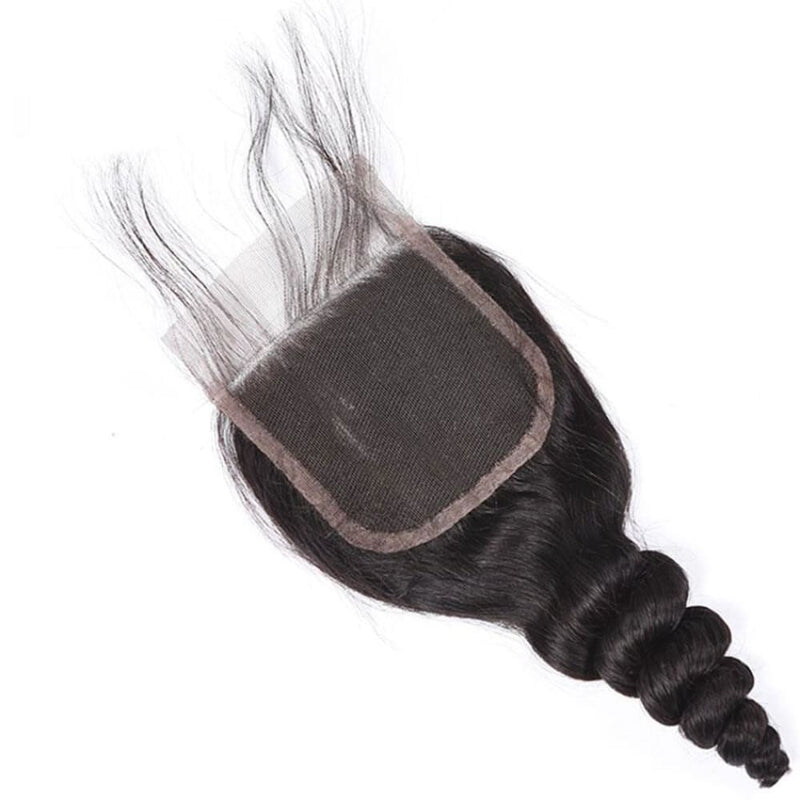 Swiss Lace Closure Pre-Plucked Hairline With Baby Hair Loose Wave