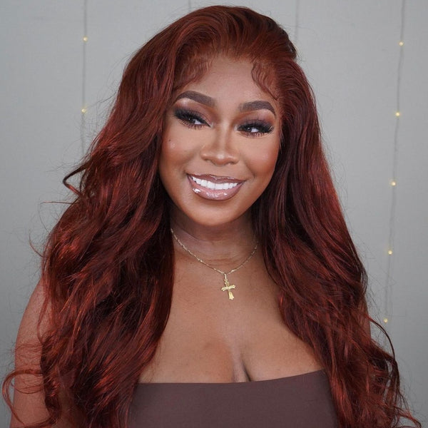 Dominique | Reddish Brown/Auburn Body Wave Human Hair Lace Front Wig