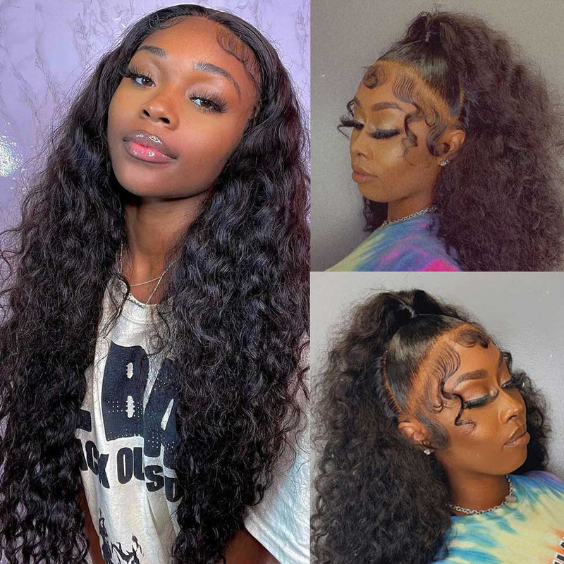 13x6 3D FULL FRONTAL Skin Melt Lace Preplucked Human Hair Lace Front Wig | Water Wave