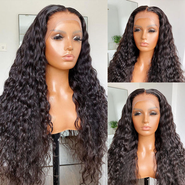 13x4 3D FULL FRONTAL Skin Melt Lace Preplucked Human Hair Lace Front Wig | Water Wave