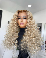 Amaya | Ombre Ashy Blonde Human Hair Glam Wavy Lace Front Wig